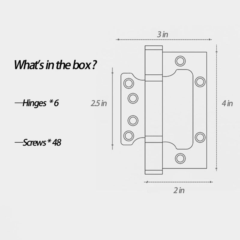 VOLUKA 6 Pack Non-Mortise Door Hinges - Easy to Install, 4" Ã— 3" Stainless Steel Door Hinges - Smooth Movement and Heavy Duty, Silver - Image 4